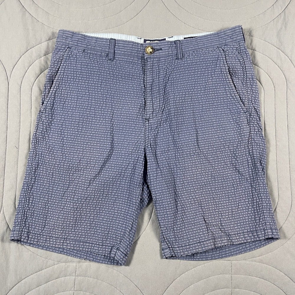 Johnnie-O Surfsuckers Seersucker Shorts Men's 34 Blue Check Classic Golf